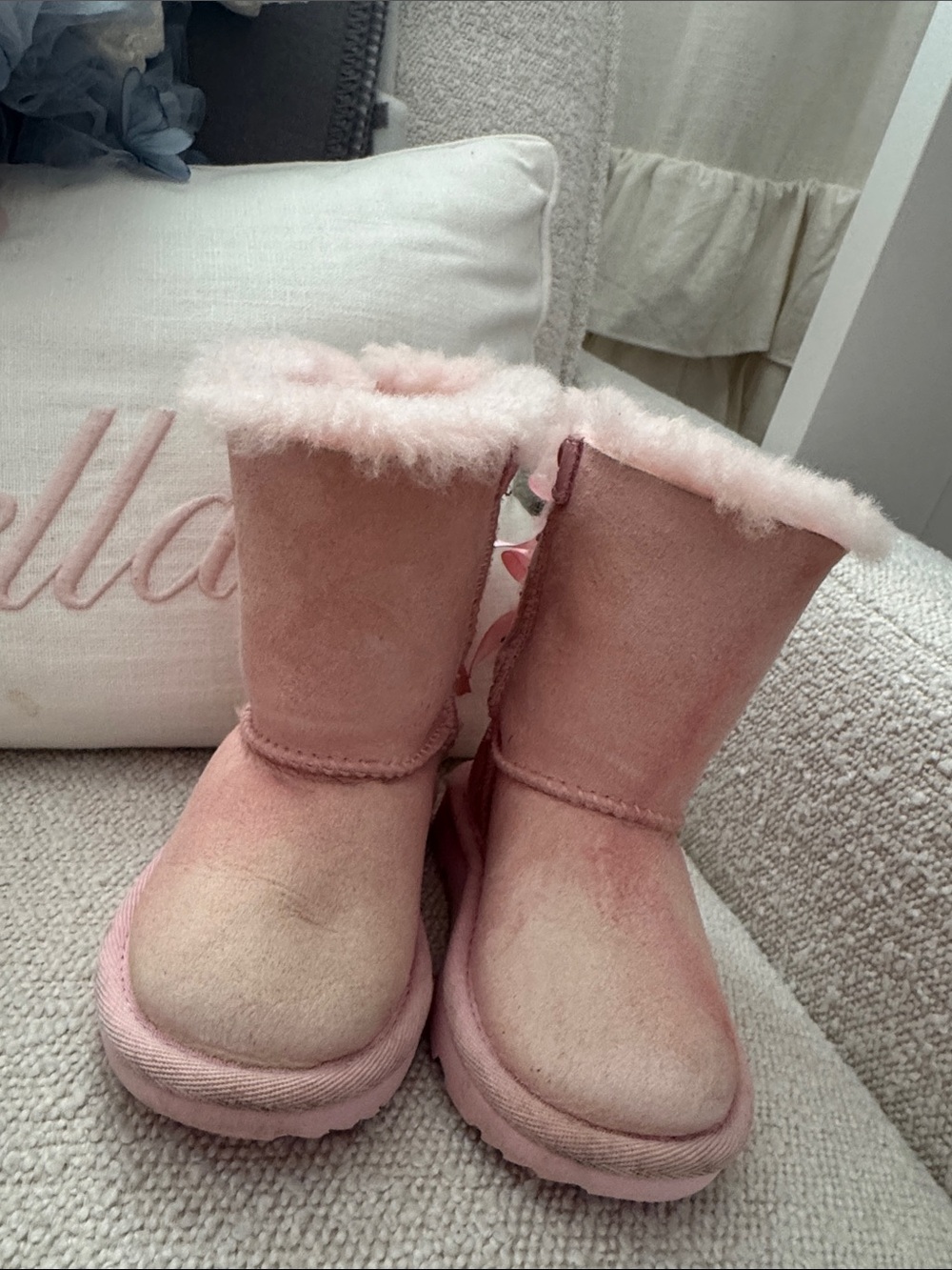 UGG Pink Kids Shearling-Lined Winter Boots